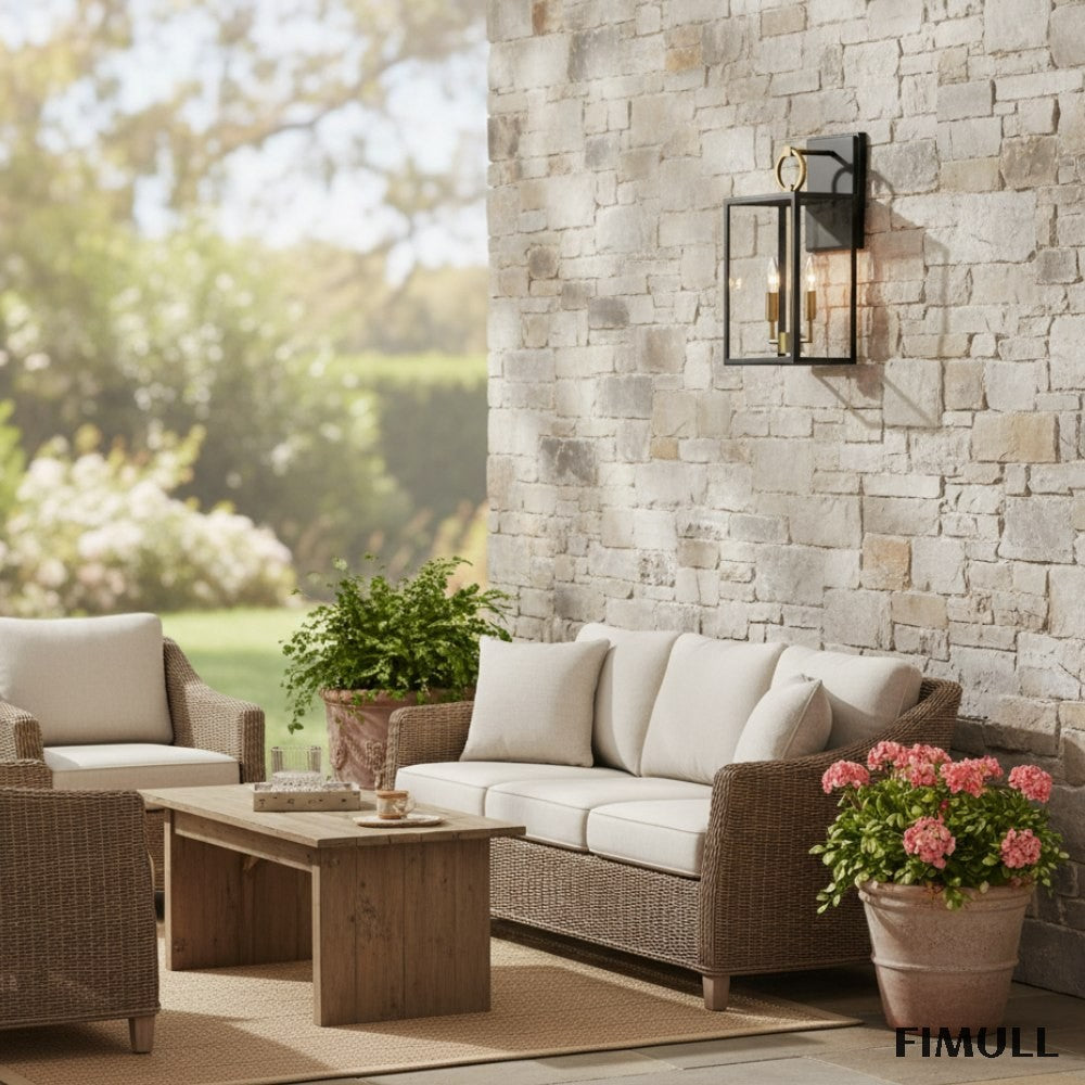 Ferrix Iron Outdoor Wall Lamp - Industrial Rectangular Glass Sconce