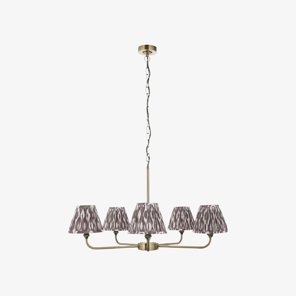 Zevatik Classic Ikat Patterned Fabric Chandelier - Metal Bracket Chandelier