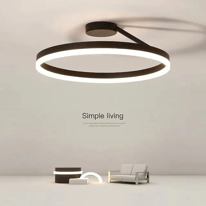 Metal Circle Ceiling Light - Minimalist LED Lamp for Living Room