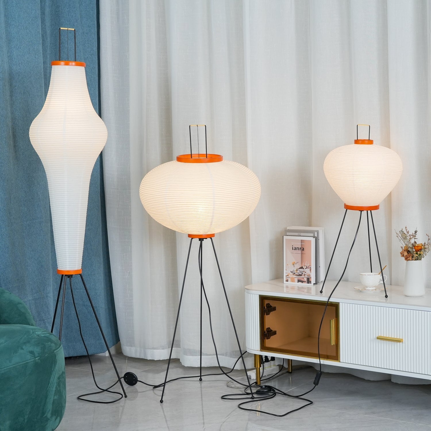Rice Paper Floor Lamp - Bamboo Frame Soft Light for Living Room