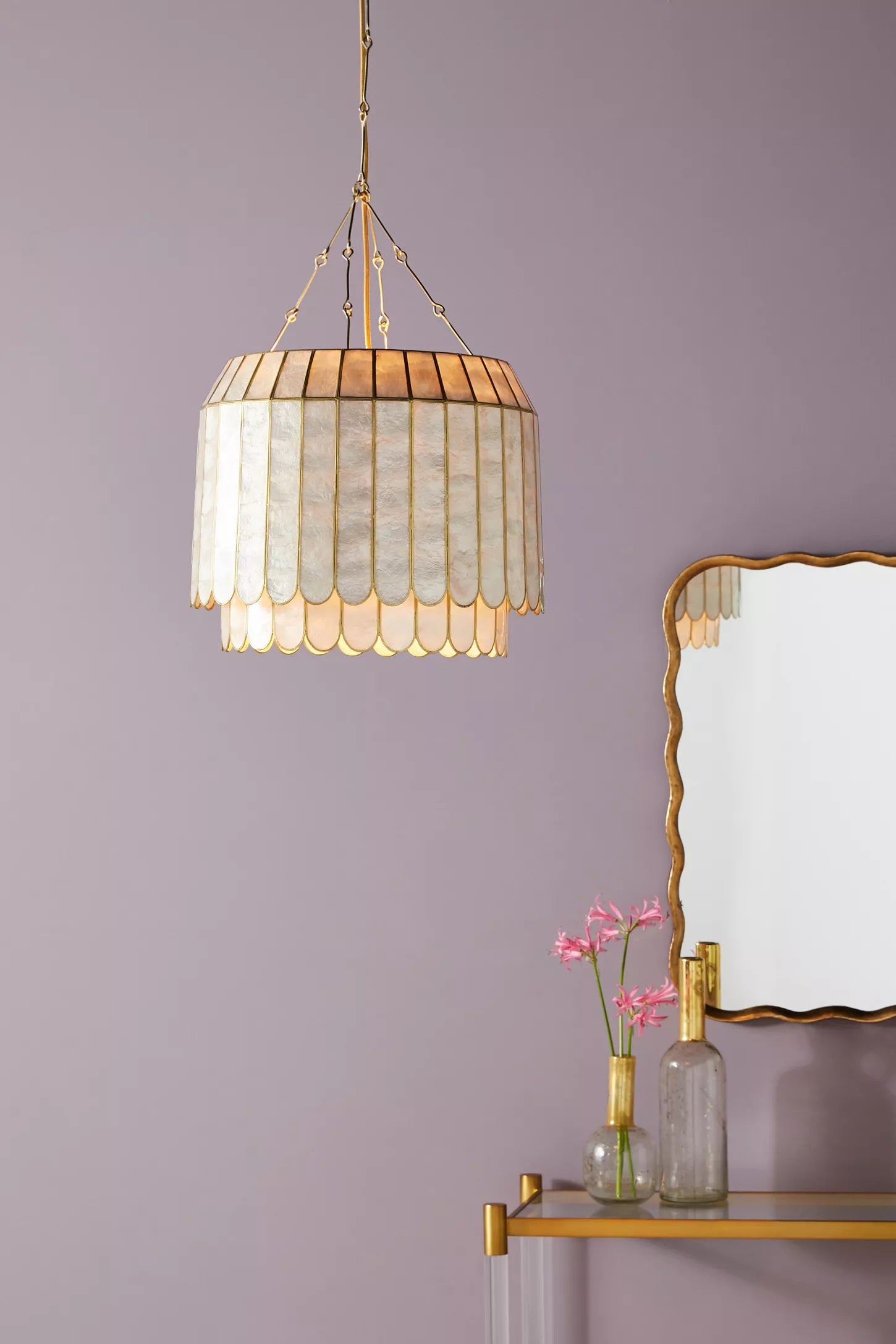 Lumica Capiz Facetten-Pendelleuchte – Elegantes natürliches Muscheldesign