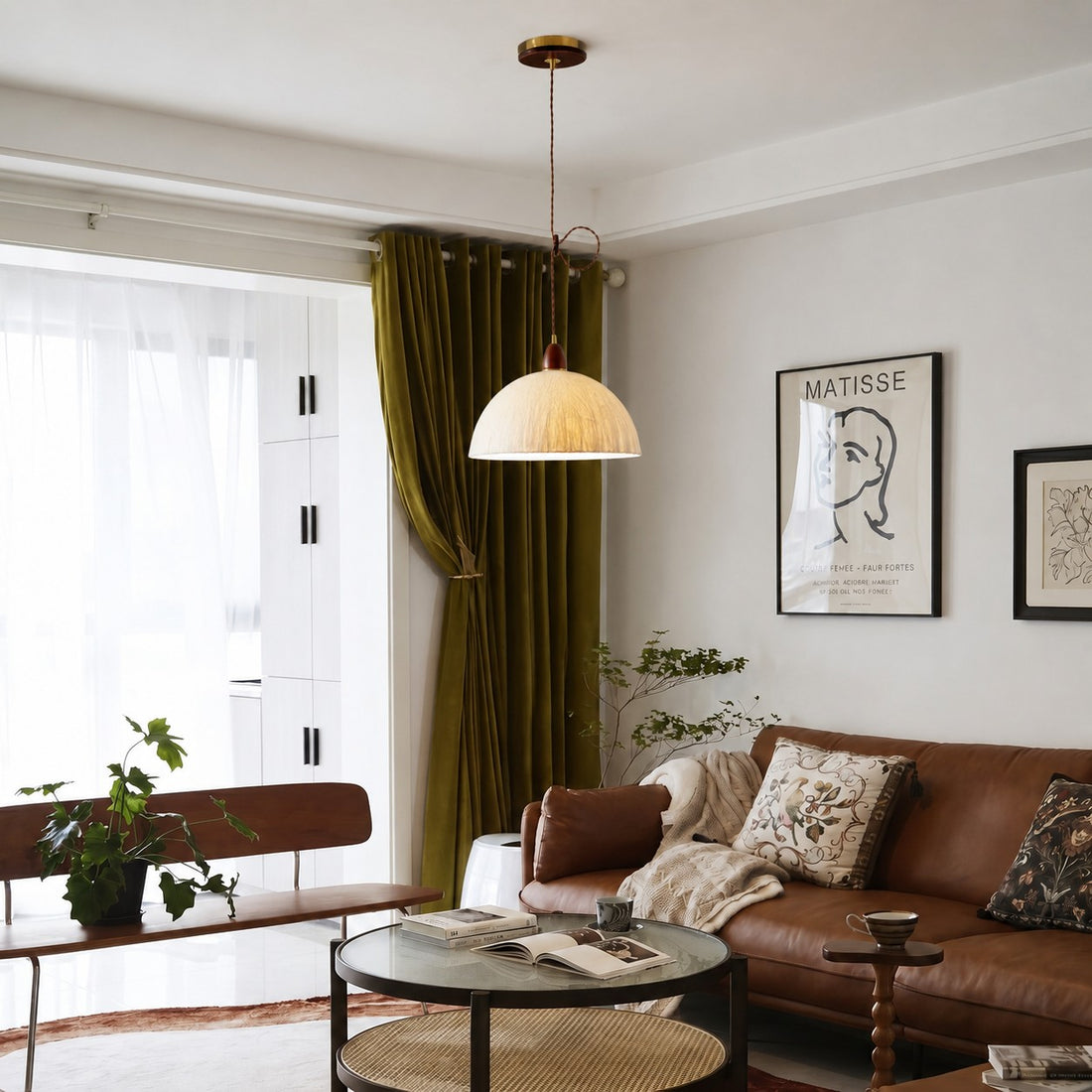 Rice Paper Wabi-Sabi Pendant Light for Dining Room