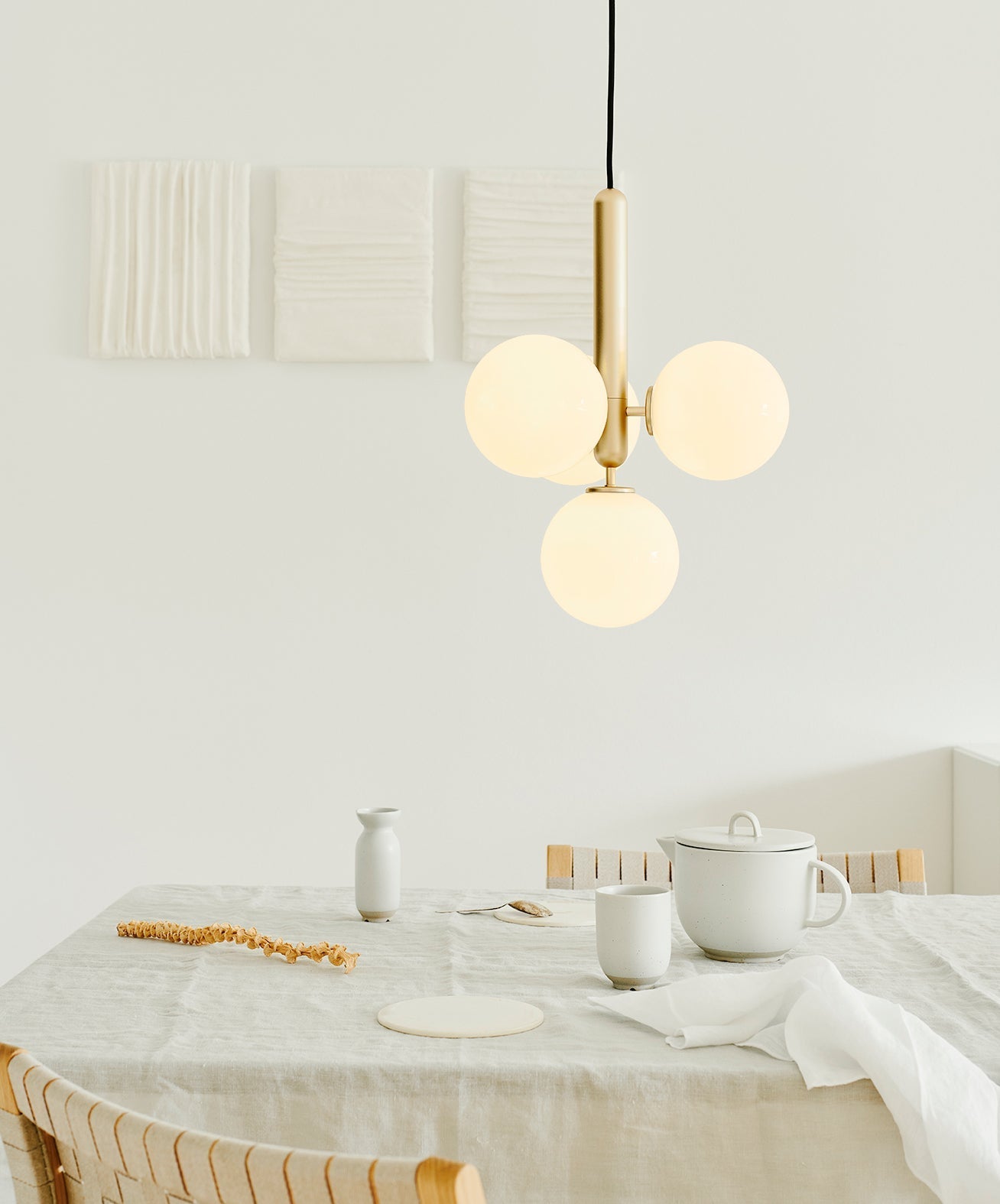 Spherical Brass Glass Plug-In Swag Pendant
