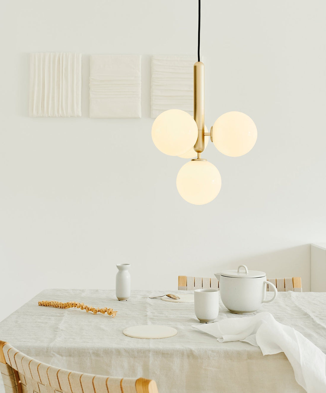 Spherical Brass Glass Plug-In Swag Pendant