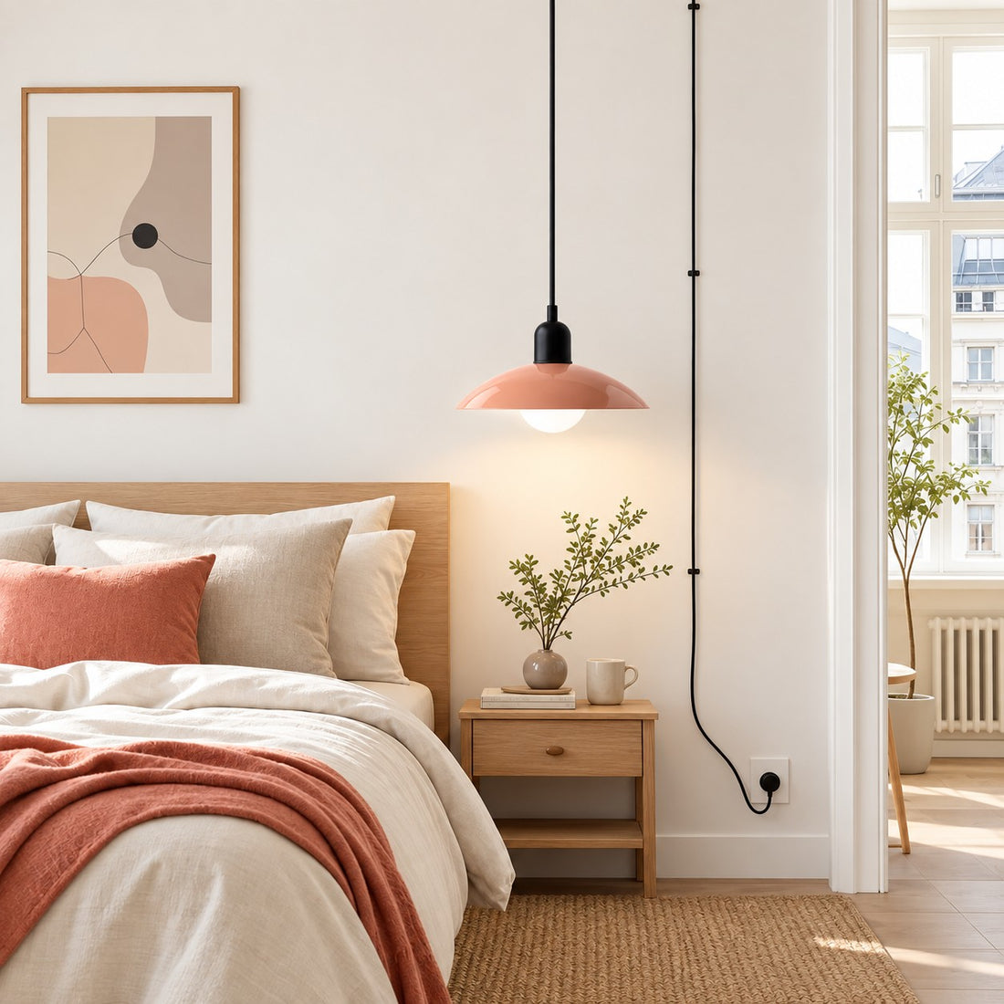 Pendelleuchte im Stil der Mid-Century-Bauhaus-Bewegung für das Esszimmer mit Stecker