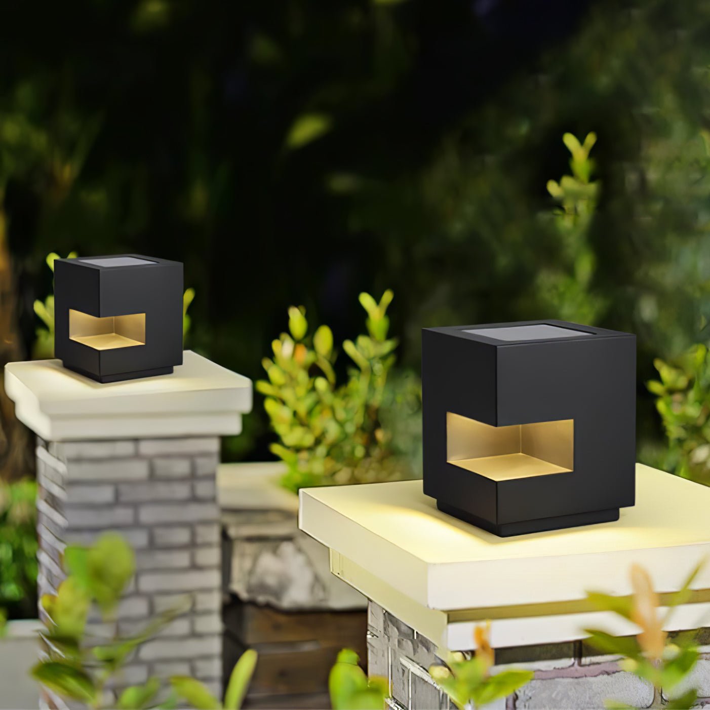 Cube Post Outdoor Light - Cube Outdoor Lamp Great for Courtyards