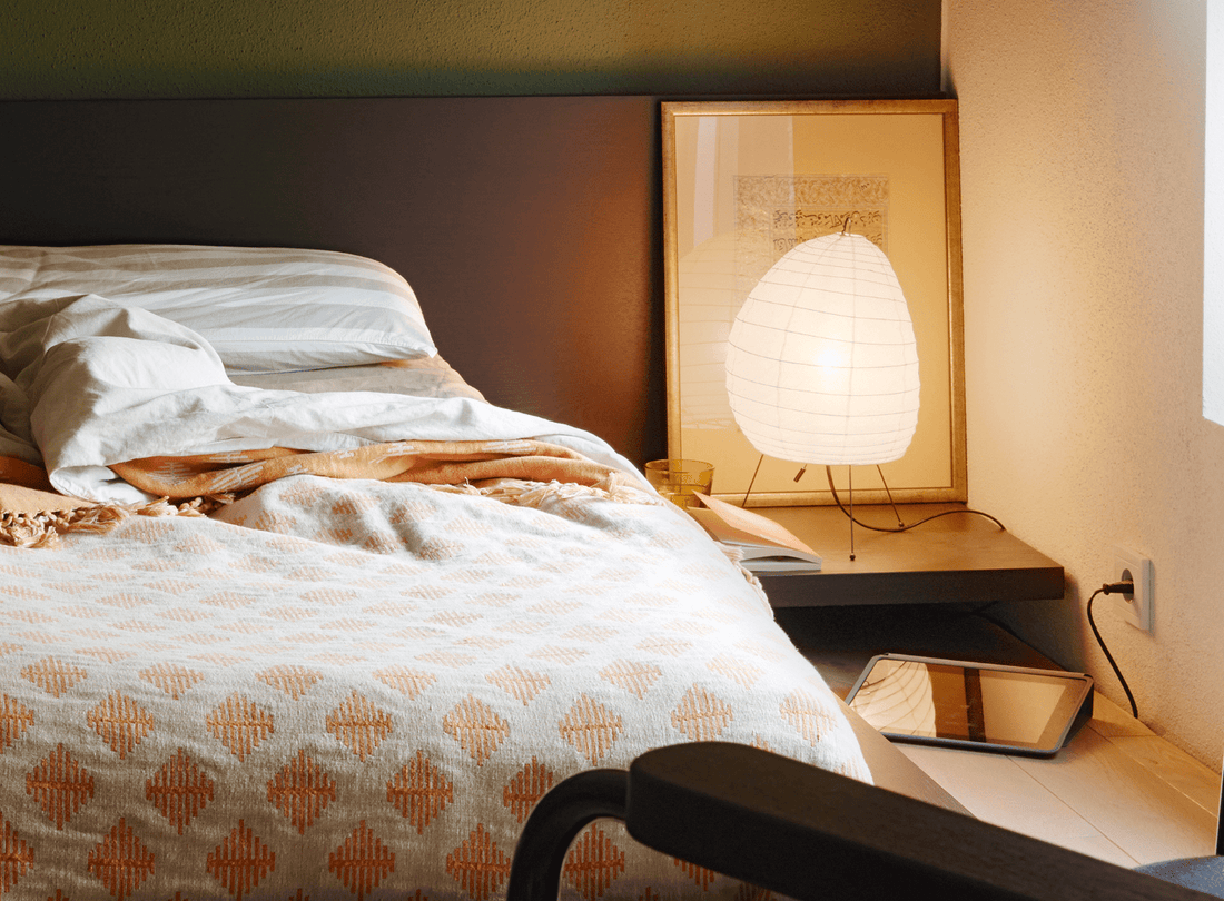 Papiertischlampe – Minimalistische Lampe im Washi-Stil für die Leseecke
