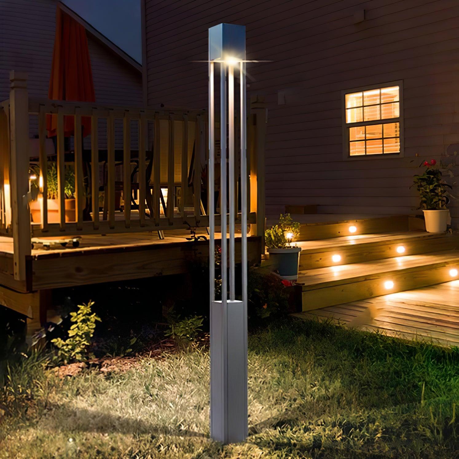 Modern Pole Outdoor Light - Geometric Post Garden Street Lamp