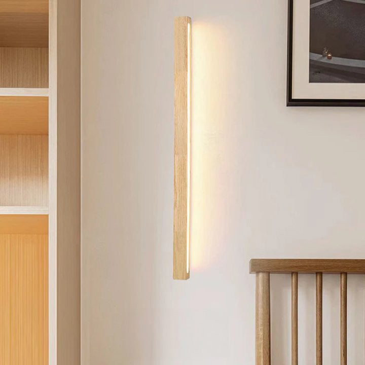 Modern Wood Mirror Wall Lighting - Rectangle Fixture for Bathroom