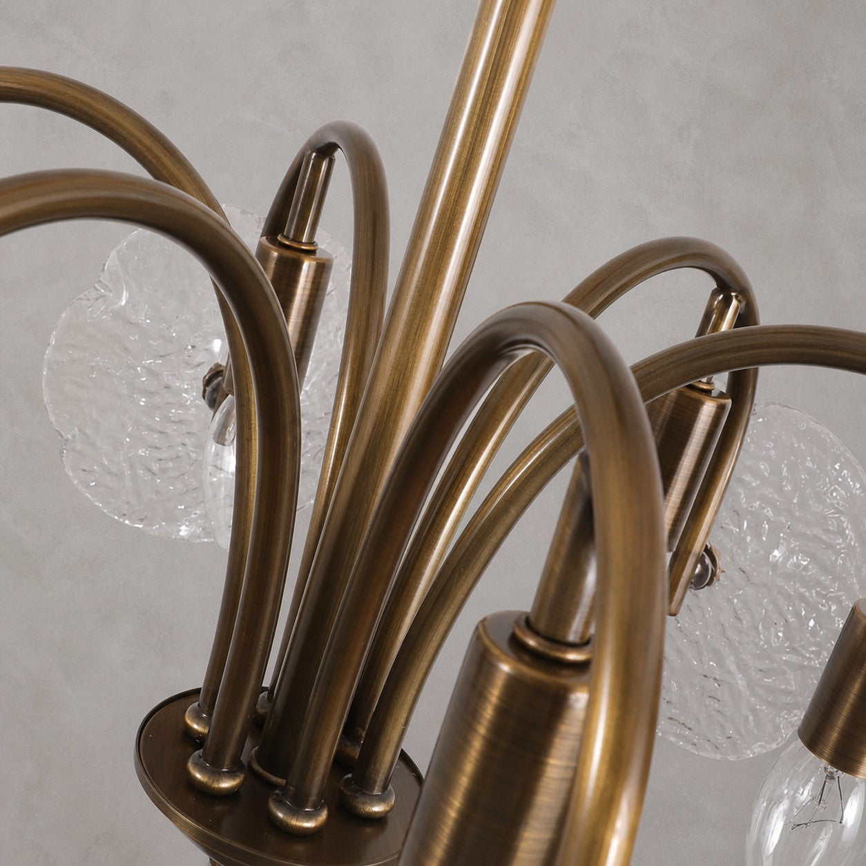 Brass Flower Glass Chandelier