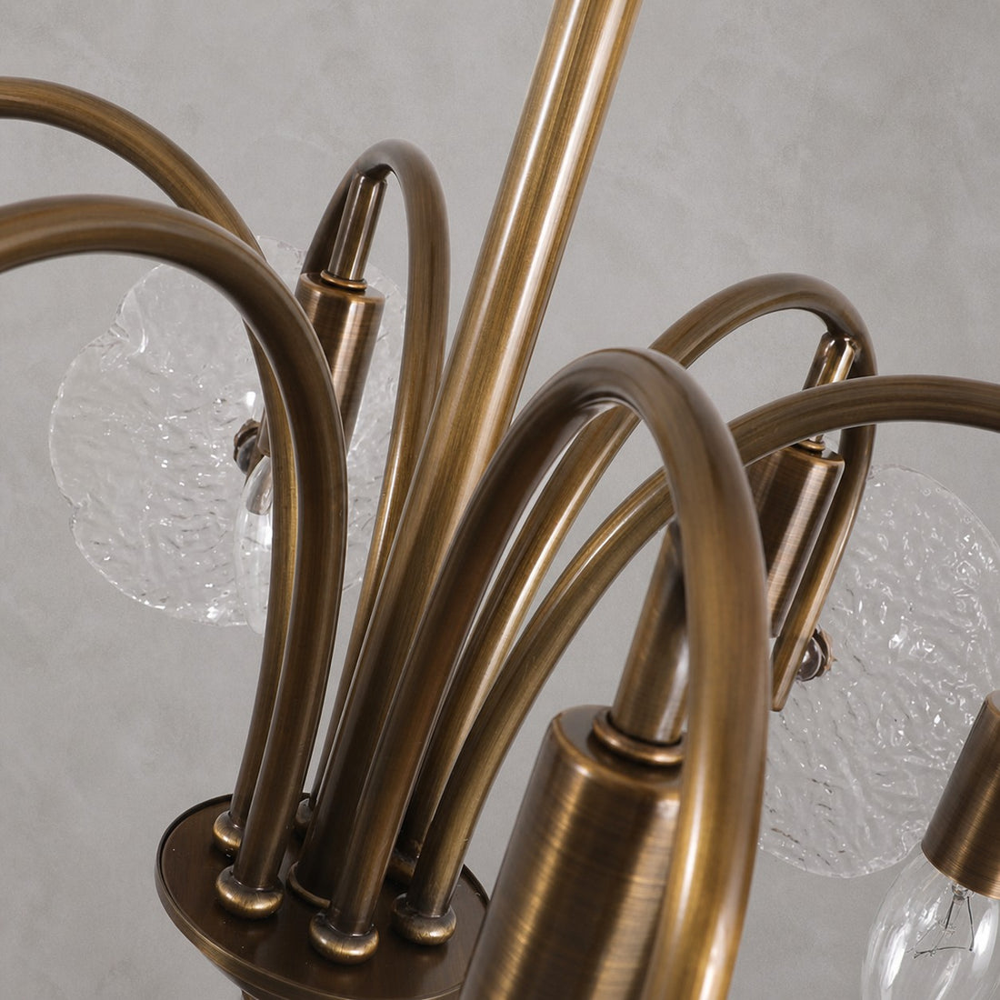 Brass Flower Glass Chandelier