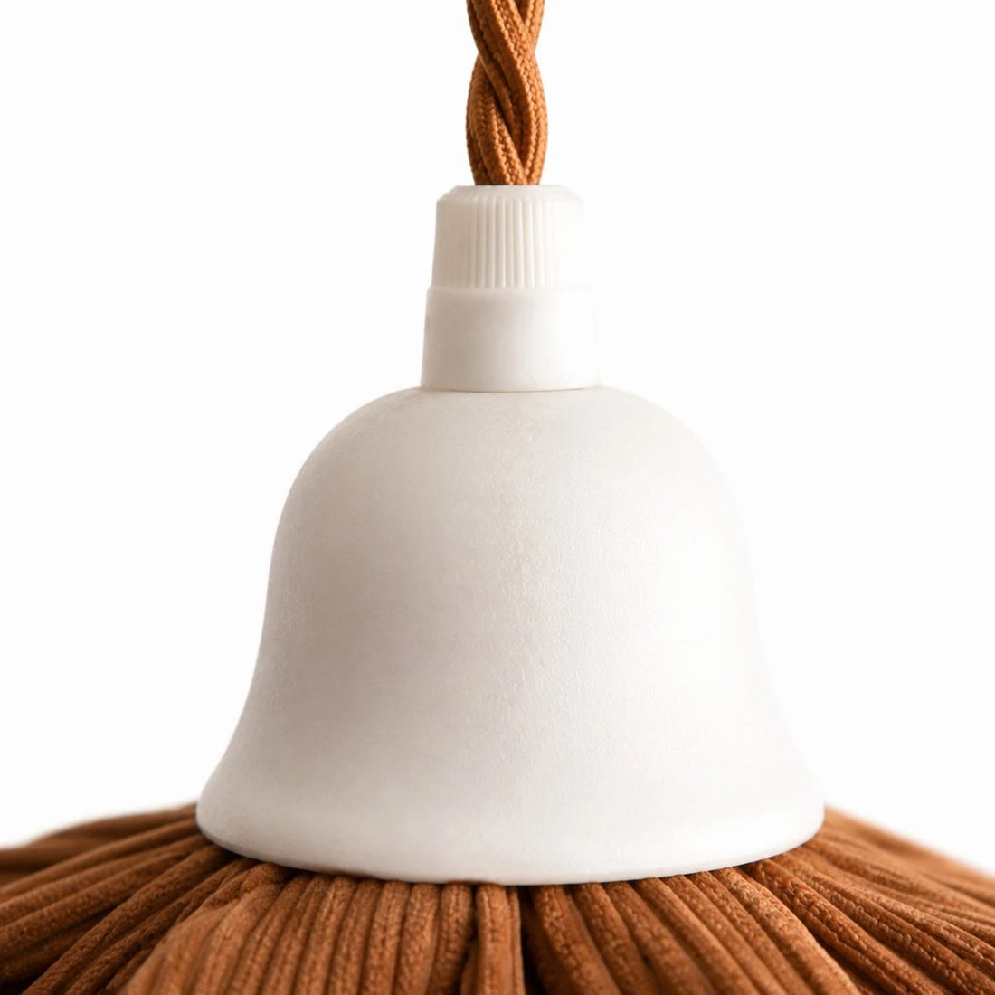 Close-up of a white ceiling cap finish option