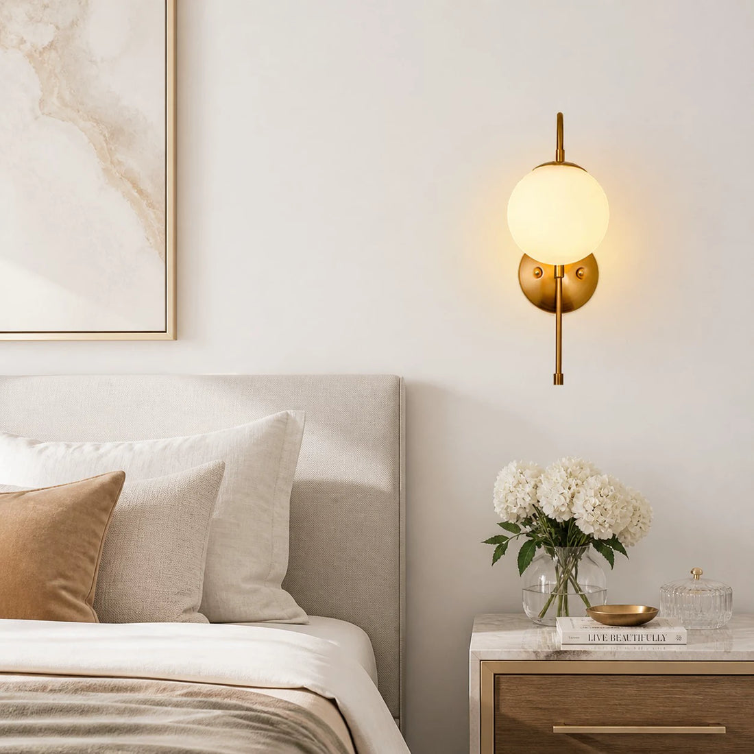 Luma Globe Wall Sconce · Milk Glass · Gold