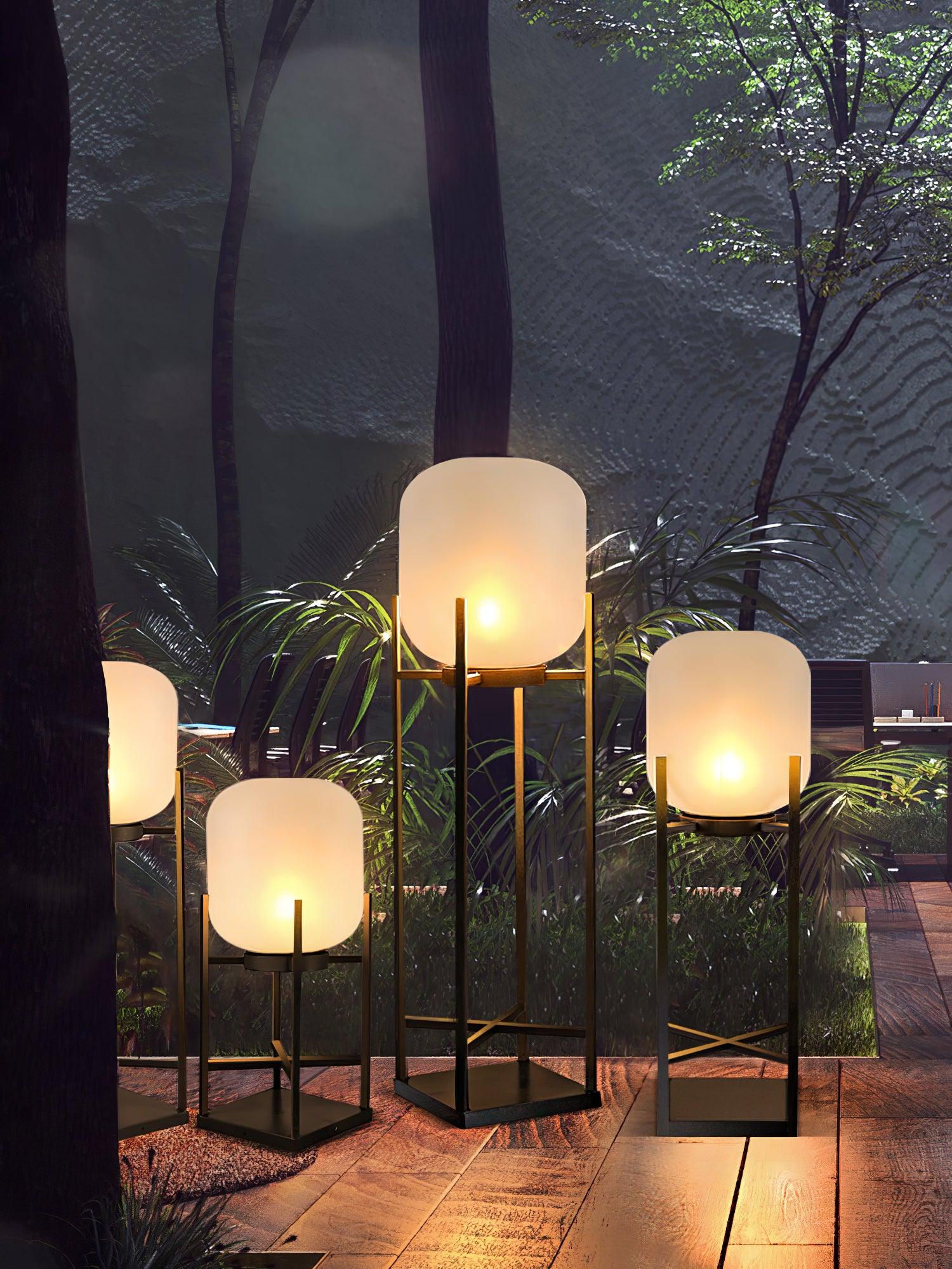 Lantern Floor Lamp - Solar LED Light for Garden, Patio & Outdoor Pathway