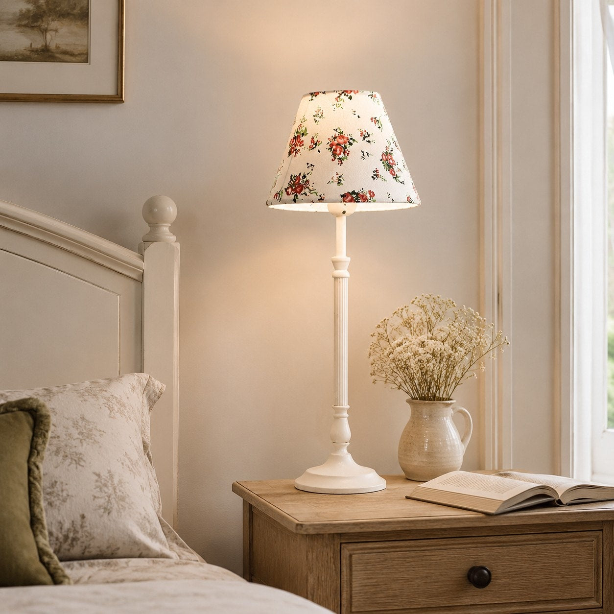 French Country Fabric Metal Table Lamp