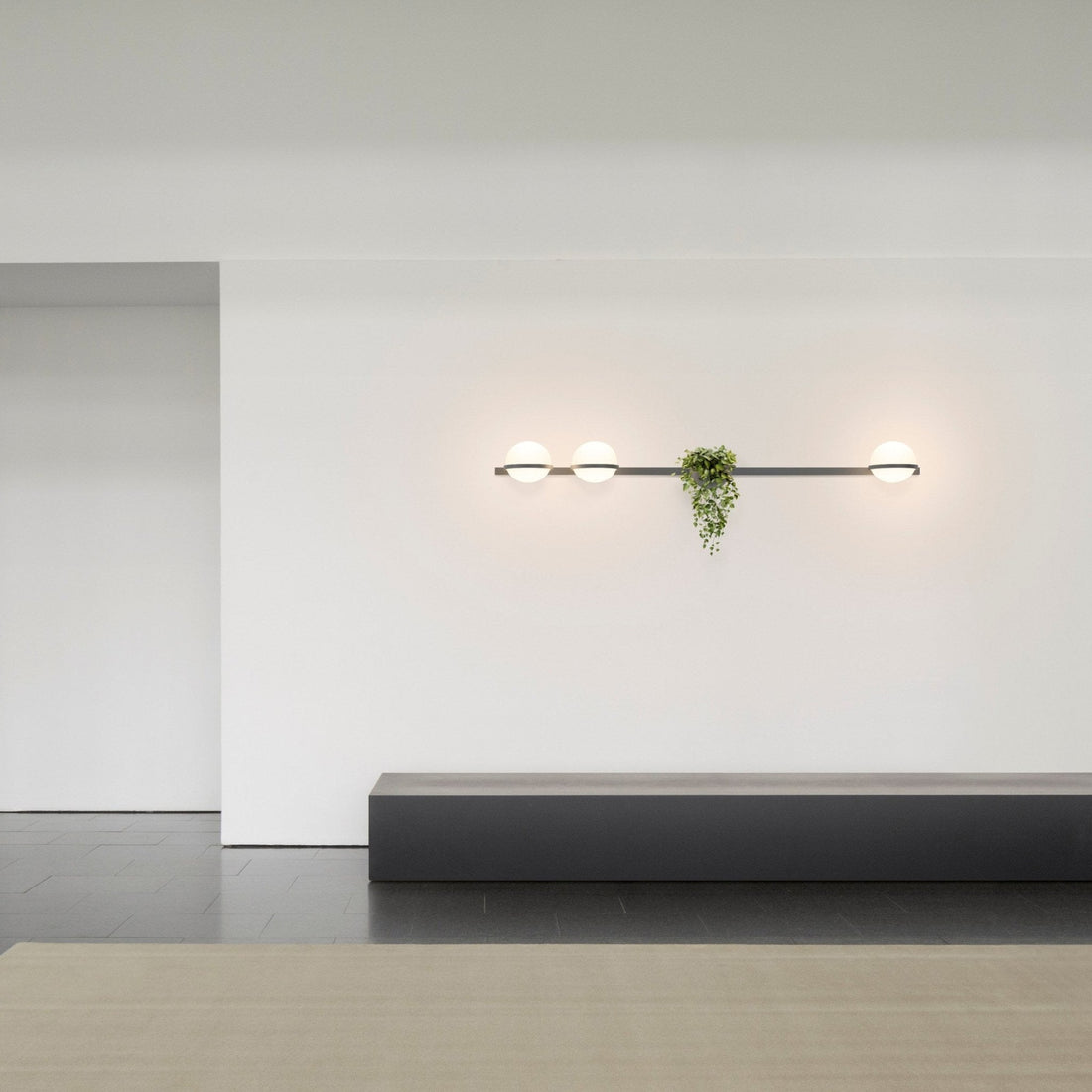 Modern Metal Wall Light - Black Frame Glowing Sphere Lamp for Garden
