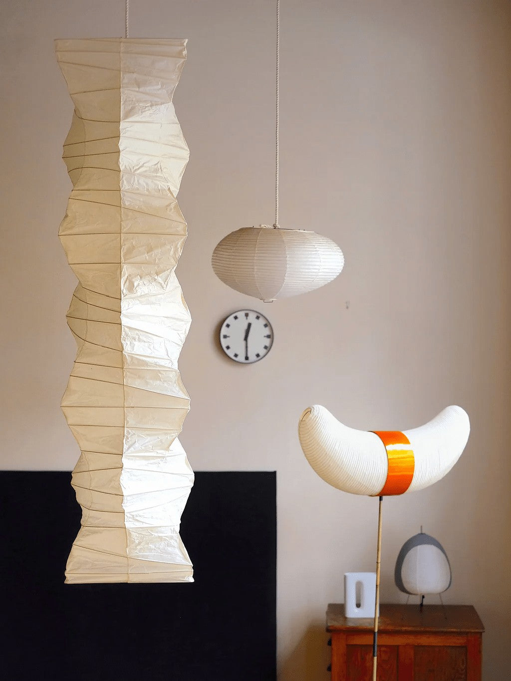 Strukturierte Washi-Papier-Kabelpendelleuchte