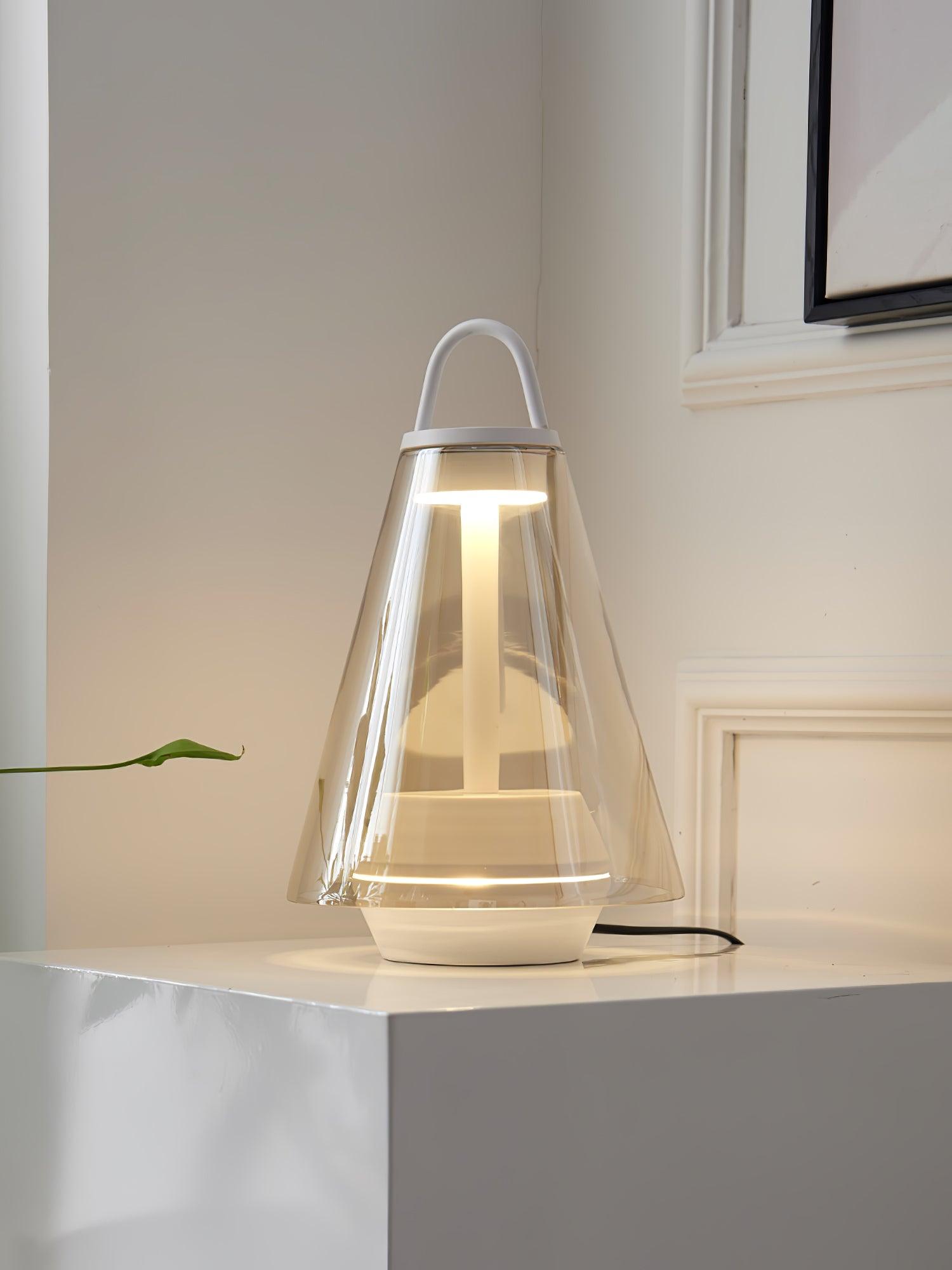 Table Lamp - Rechargeable Glass LED Light for Indoor Use