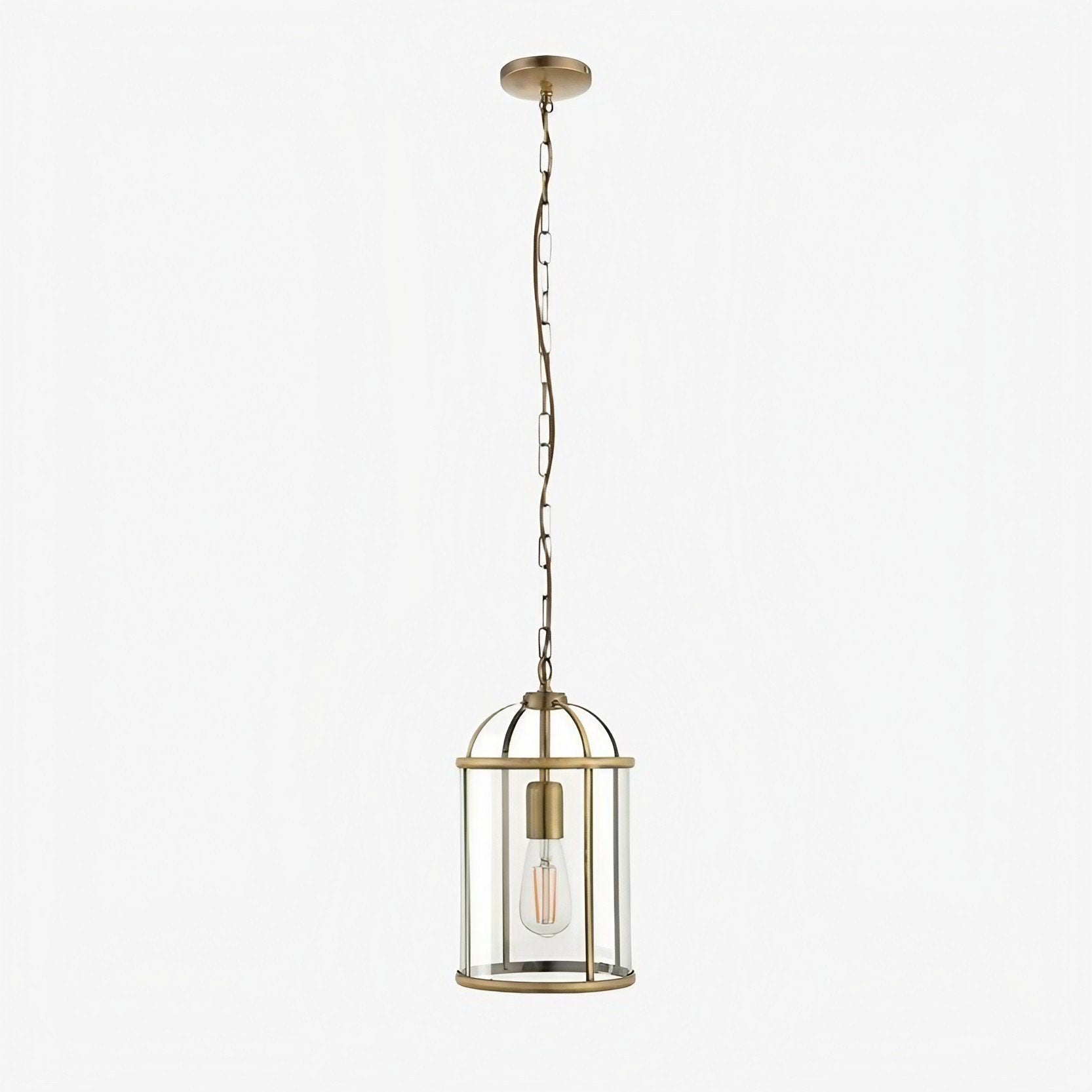 Luxvana Bell Shaped Glass Pendant Light - Industrial Metal Lantern Design Fixture for Kitchen