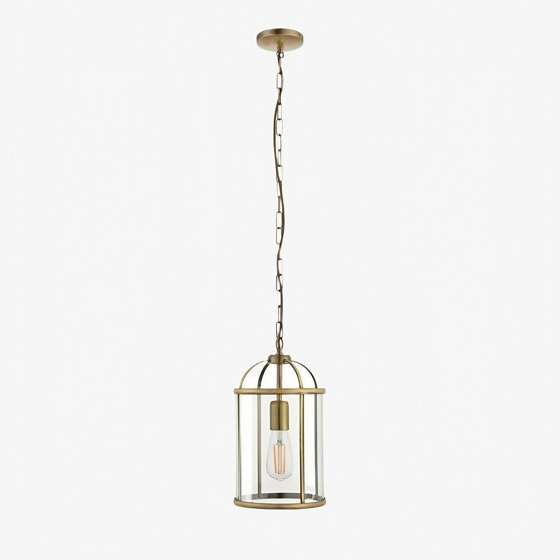 Luxvana Bell Shaped Glass Pendant Light - Industrial Metal Lantern Design Fixture for Kitchen