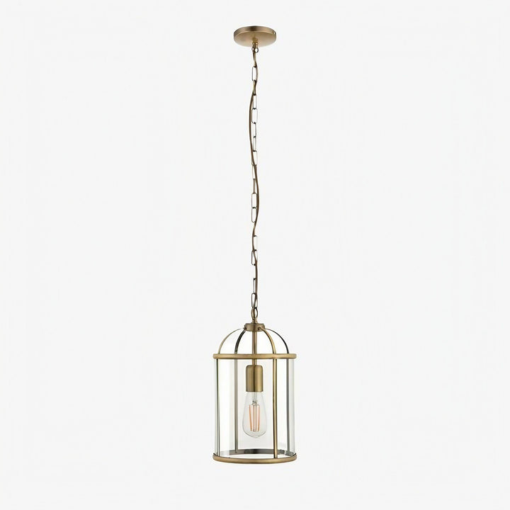 Luxvana Bell Shaped Glass Pendant Light - Industrial Metal Lantern Design Fixture for Kitchen