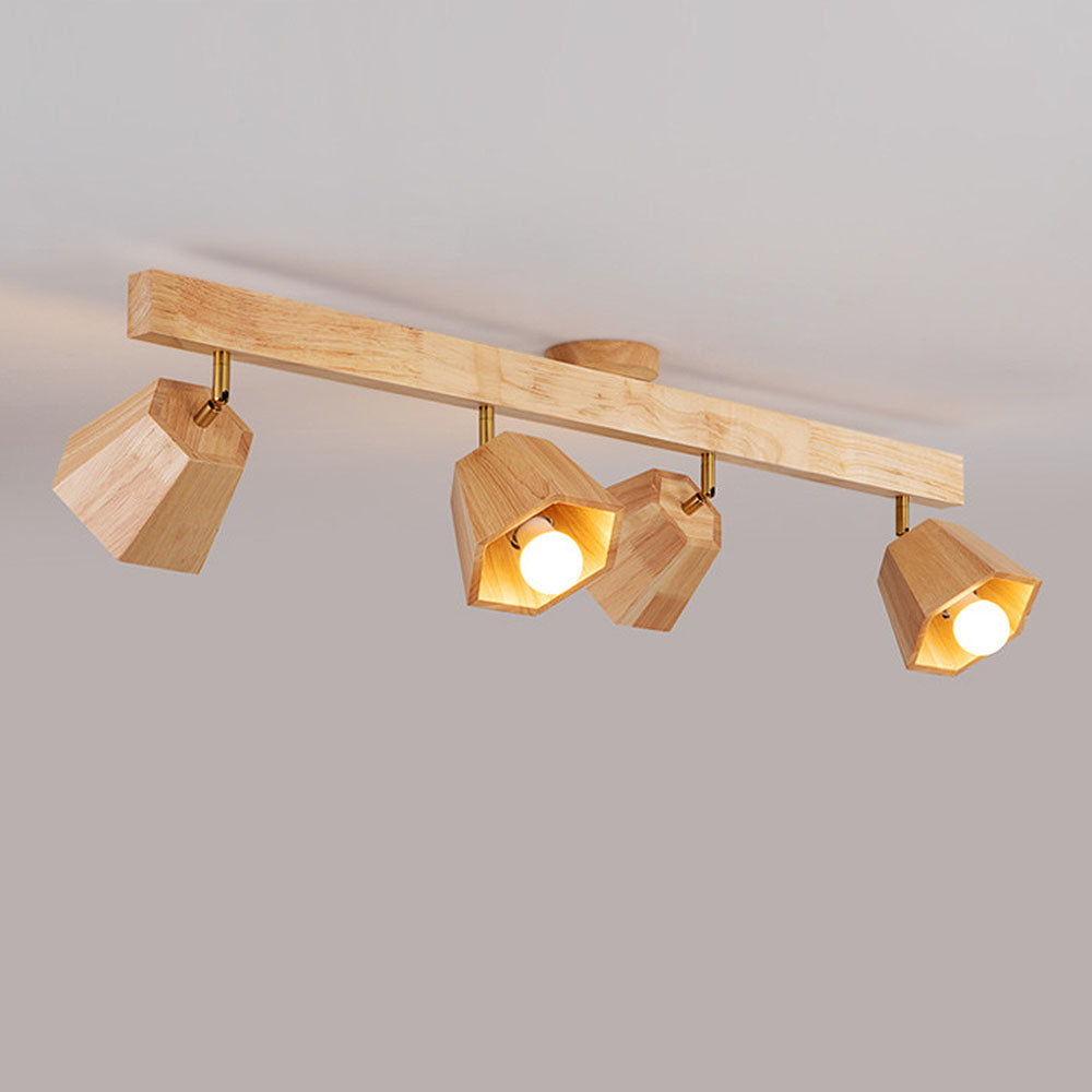 Adjustable Wood Ceiling Light - Polygons Track Light for Living Room