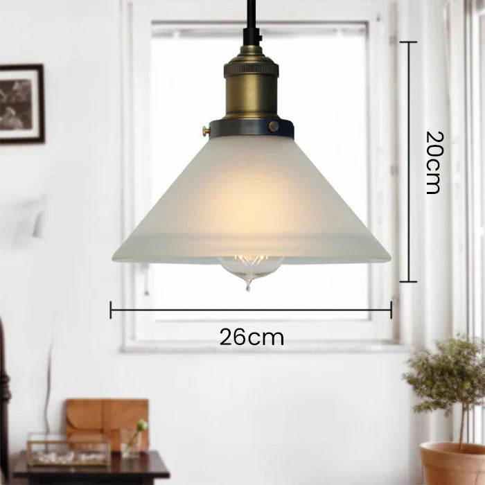 Retro Striped Glass Pendant Light - Creative Bowl Design for Bedroom