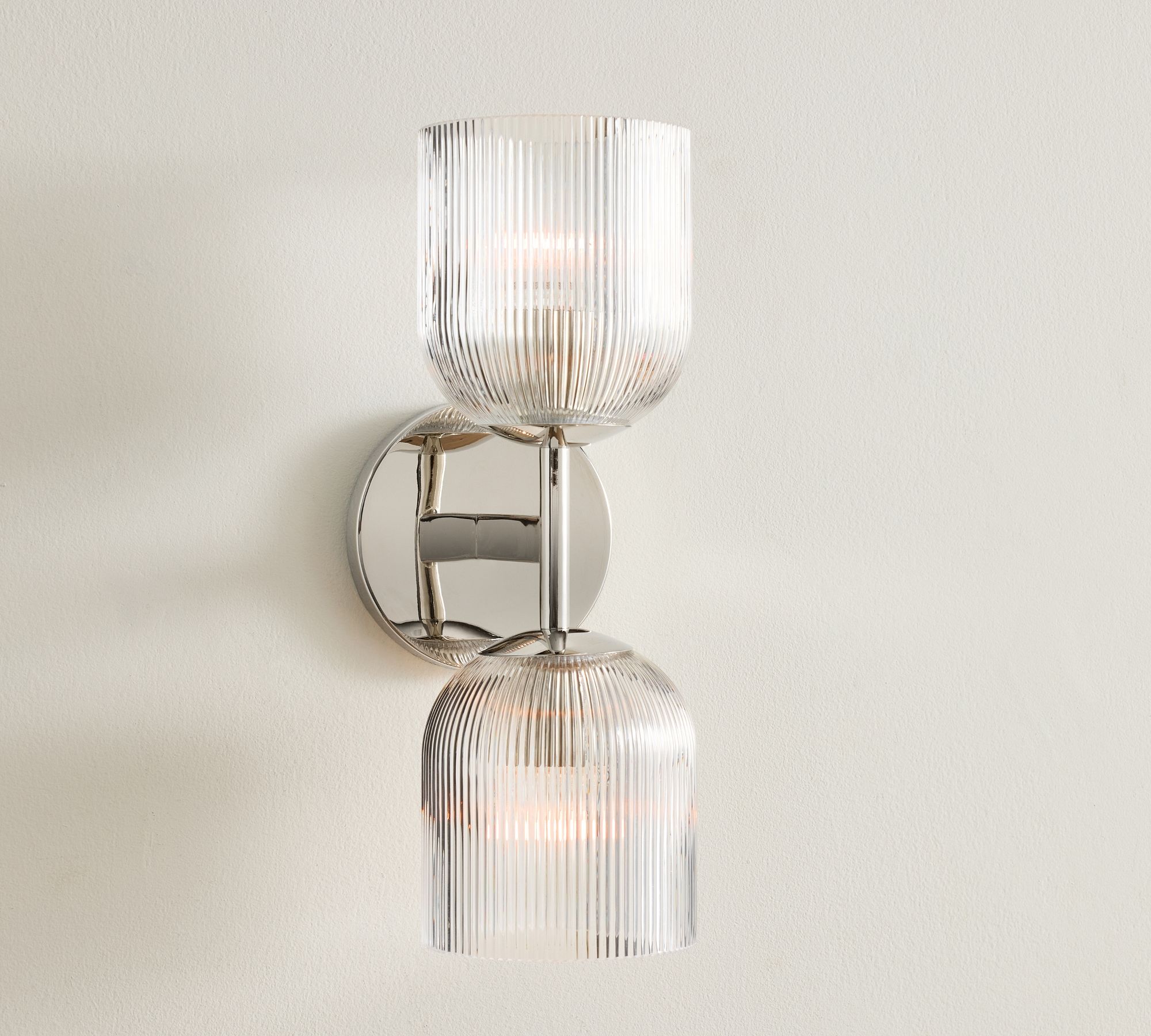 Bravira Ribbed Glass Sconce - Metal Wall Light with Clear Glass Shade