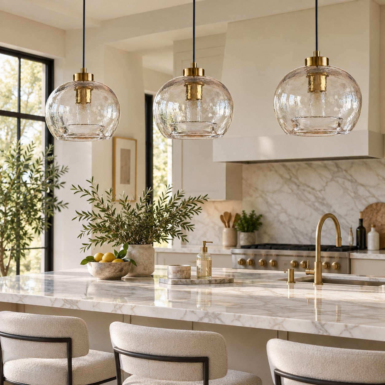 Modern Rustic Glass Pendant Light for Dining Room