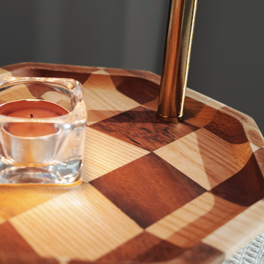 Retro Wood Table Lamp - Aromatherapy Candle Holder with Vintage Charm