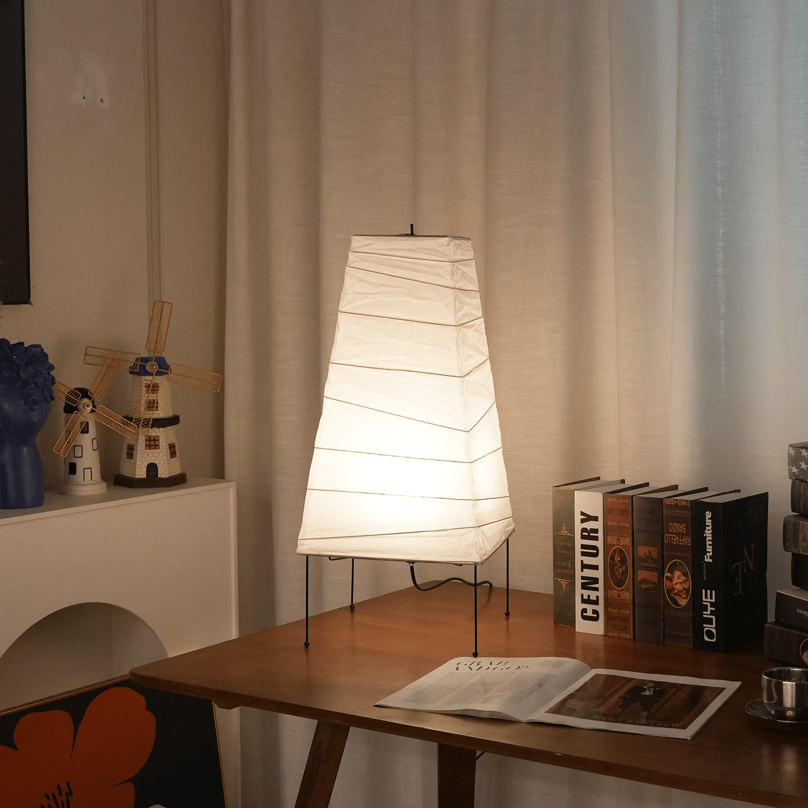 Tischlampe aus Washi-Papier – Elegantes Licht mit Bambusrahmen für das Wohnzimmer