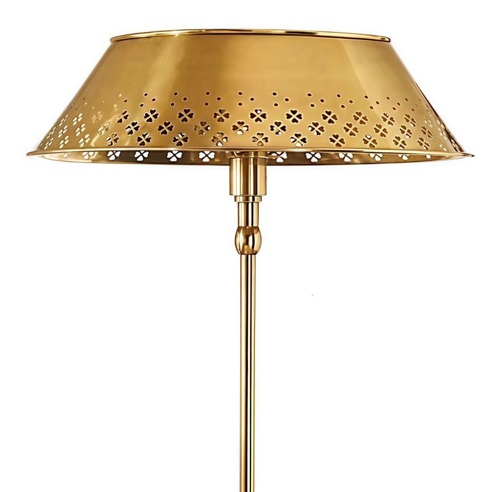 Auriglow Brass Floor Lamp - Enameled Perforated Space Age Bedroom Lamp