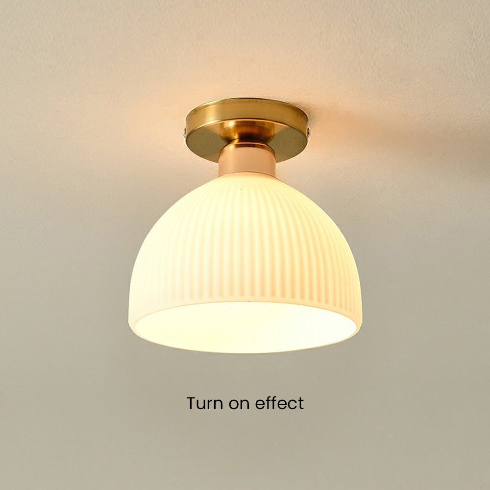 Chic Gold Ceiling Light - Mini Glass Striped Shade Lamp for Hallway