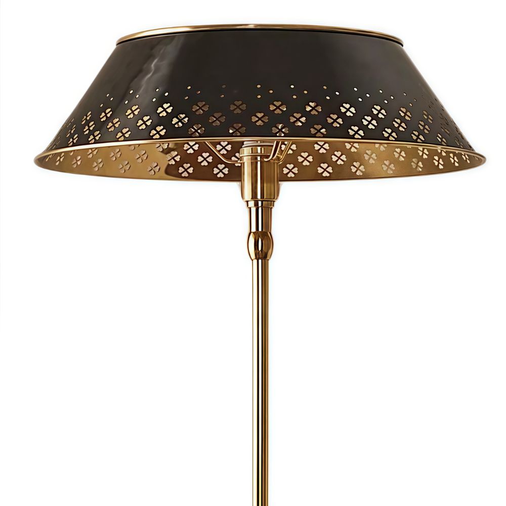 Auriglow Brass Floor Lamp - Enameled Perforated Space Age Bedroom Lamp