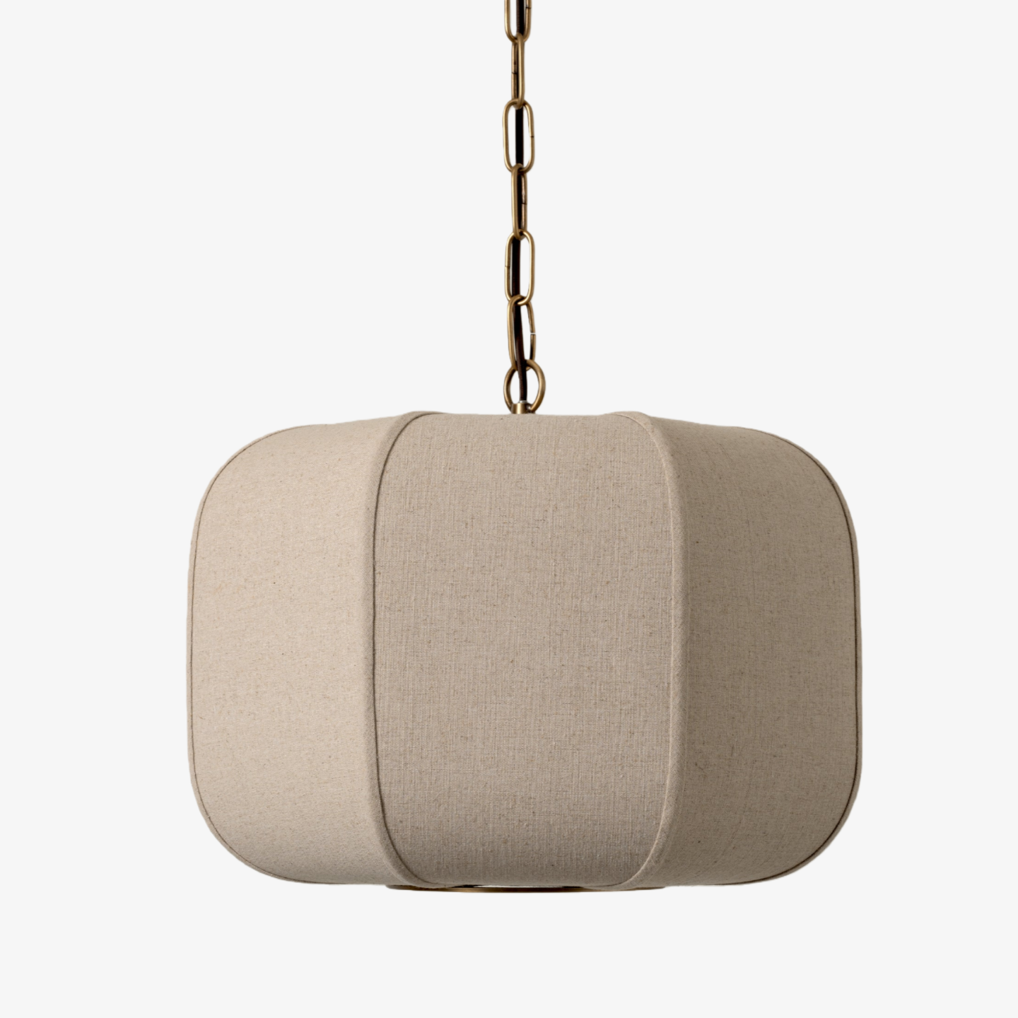 Loomis Tall Pendant – Textured Linen Shade Aged Brass Pendant for Dining Room and Kitchen