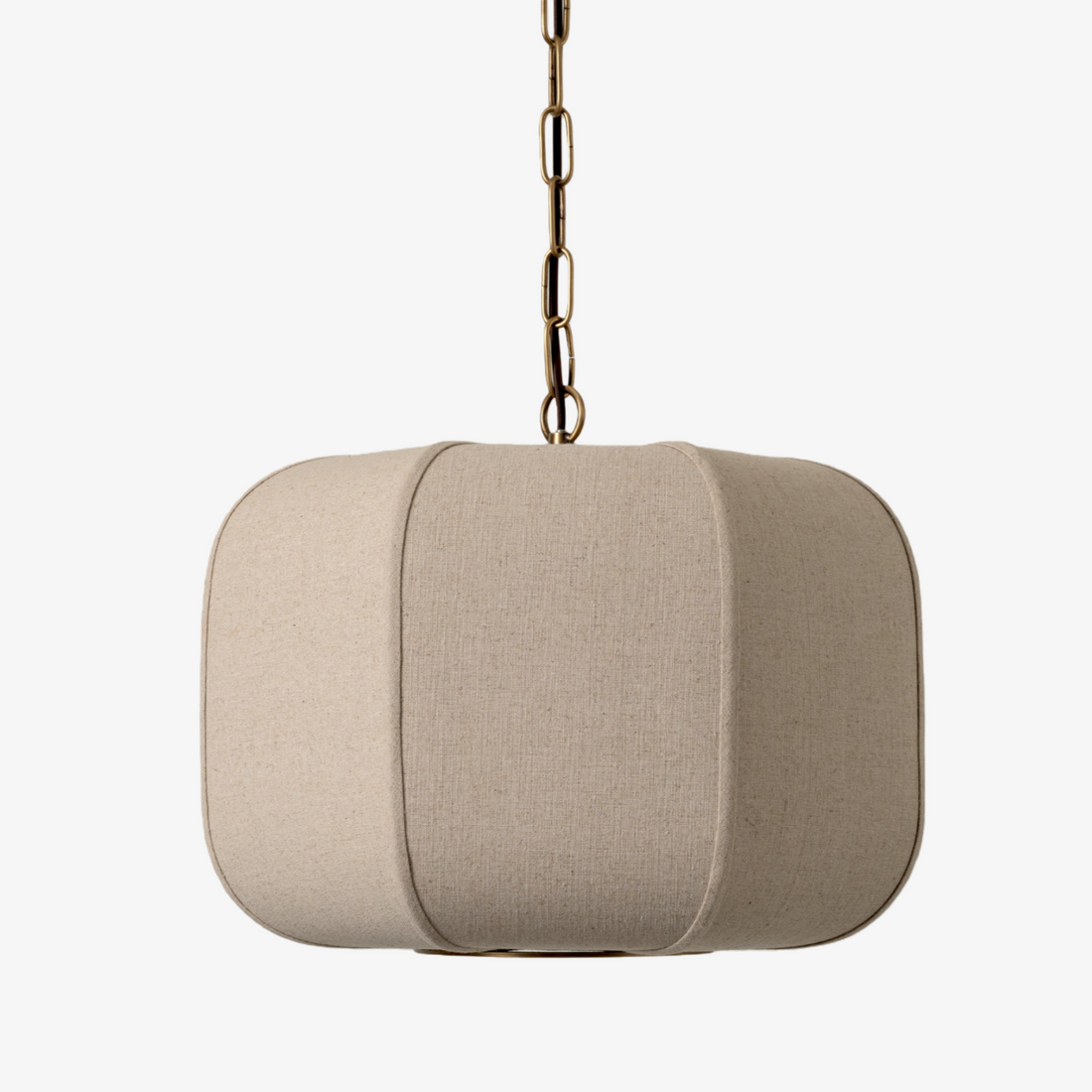 Loomis Tall Pendant – Textured Linen Shade Aged Brass Pendant for Dining Room and Kitchen