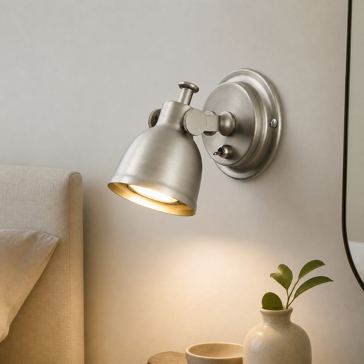 Brushed Nickel Adjustable Reading Wall Light