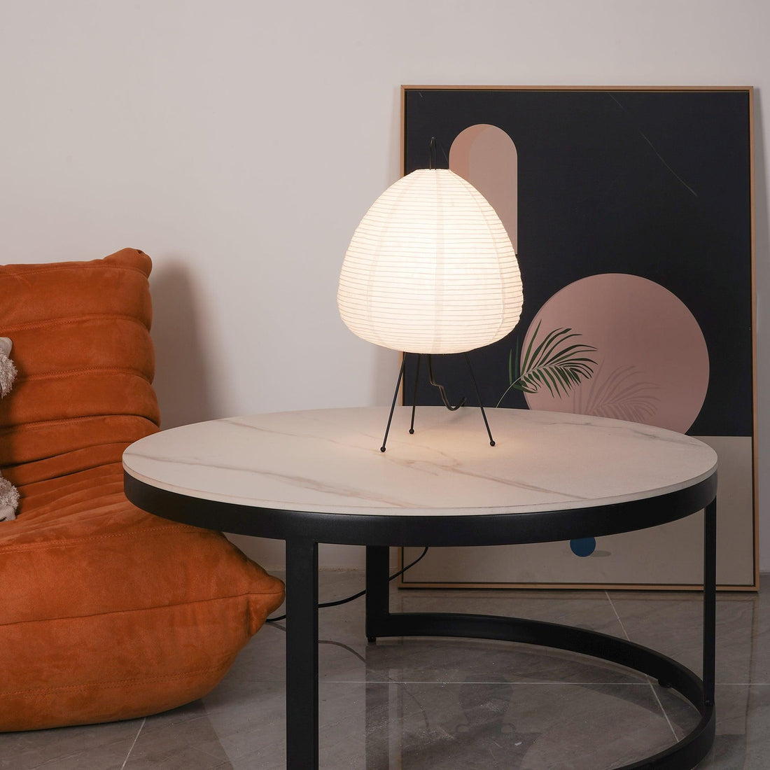 Japanisch inspirierte Papiertischlampe – Maulbeerpapierlampe fürs Schlafzimmer