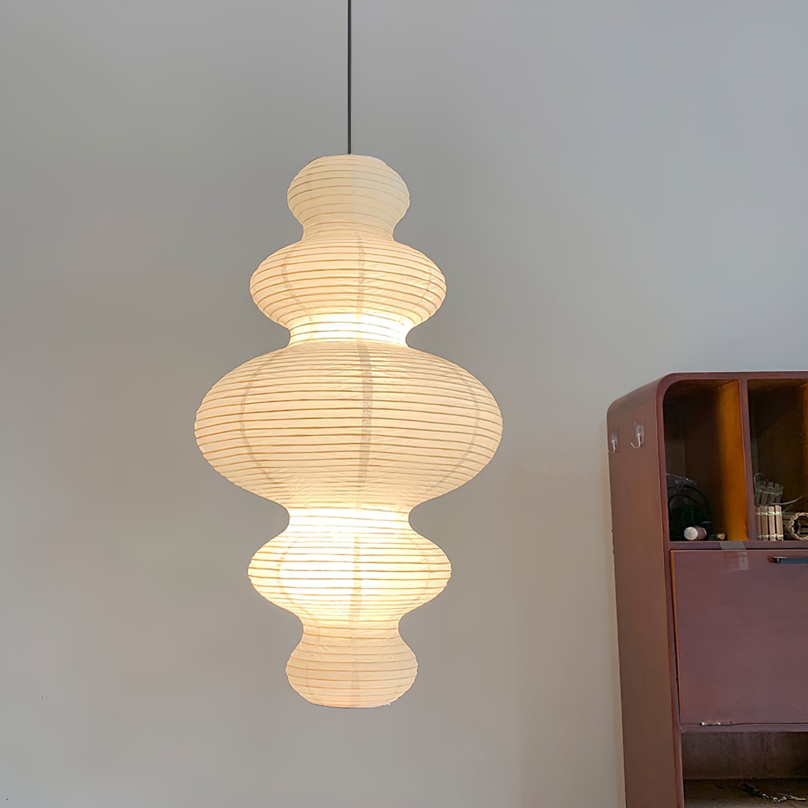 Luxurious Pendant Swag Lamp - Sculptural Rice Paper Lamp for Bedroom