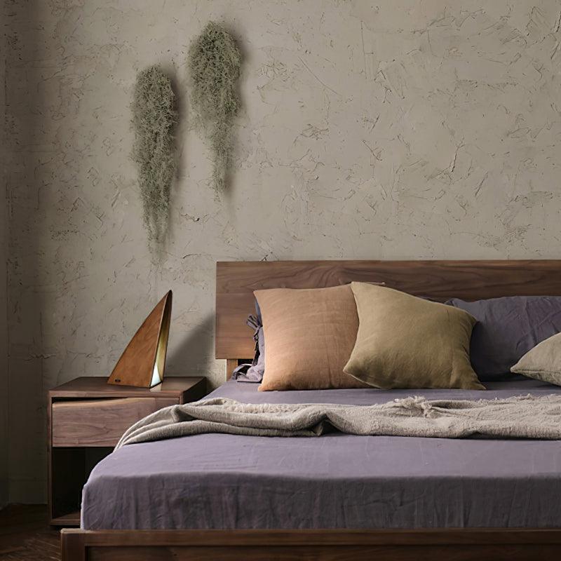 Triangular Table Lamp - Wooden Rechargeable LED for Bedroom & Office