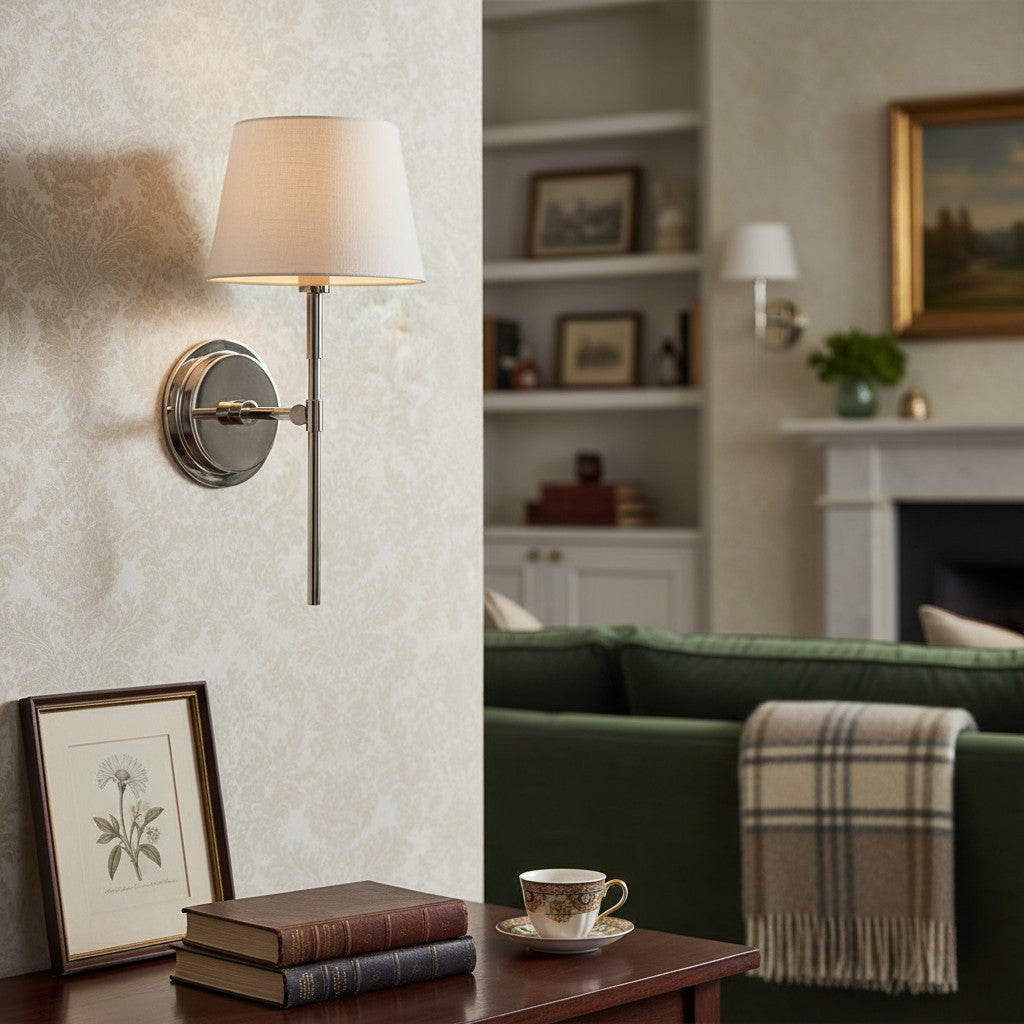 Cremaris Metal Wall Light with Fabric Shade - Timeless Sconce for Interior Lighting