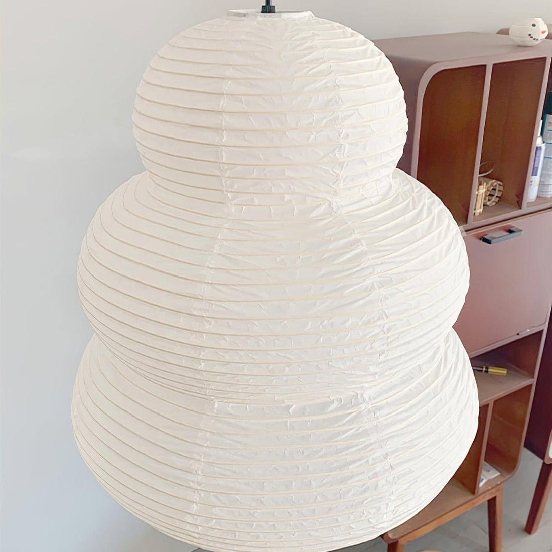 Beige Mulberry Paper Swag Pendant Light