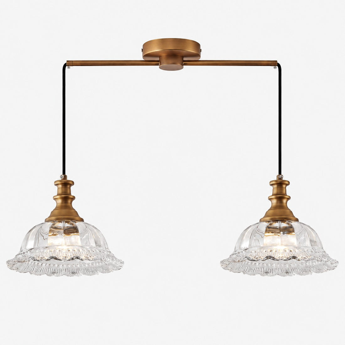Vintage Fluted Glass Pendant Light for Kitchen & Dining