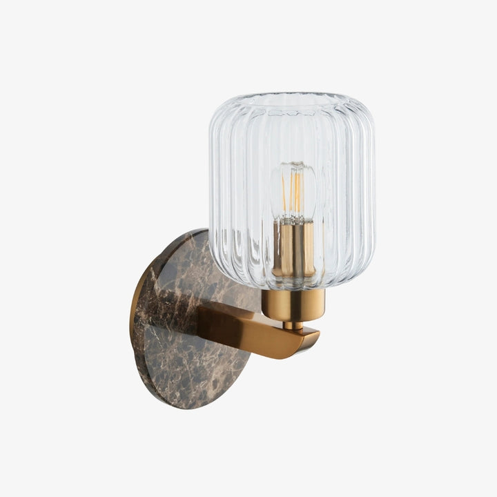Korlisse Modern Marble Wall Light - Vintage Brass & Clear Glass Accent for Living Room and Hallway