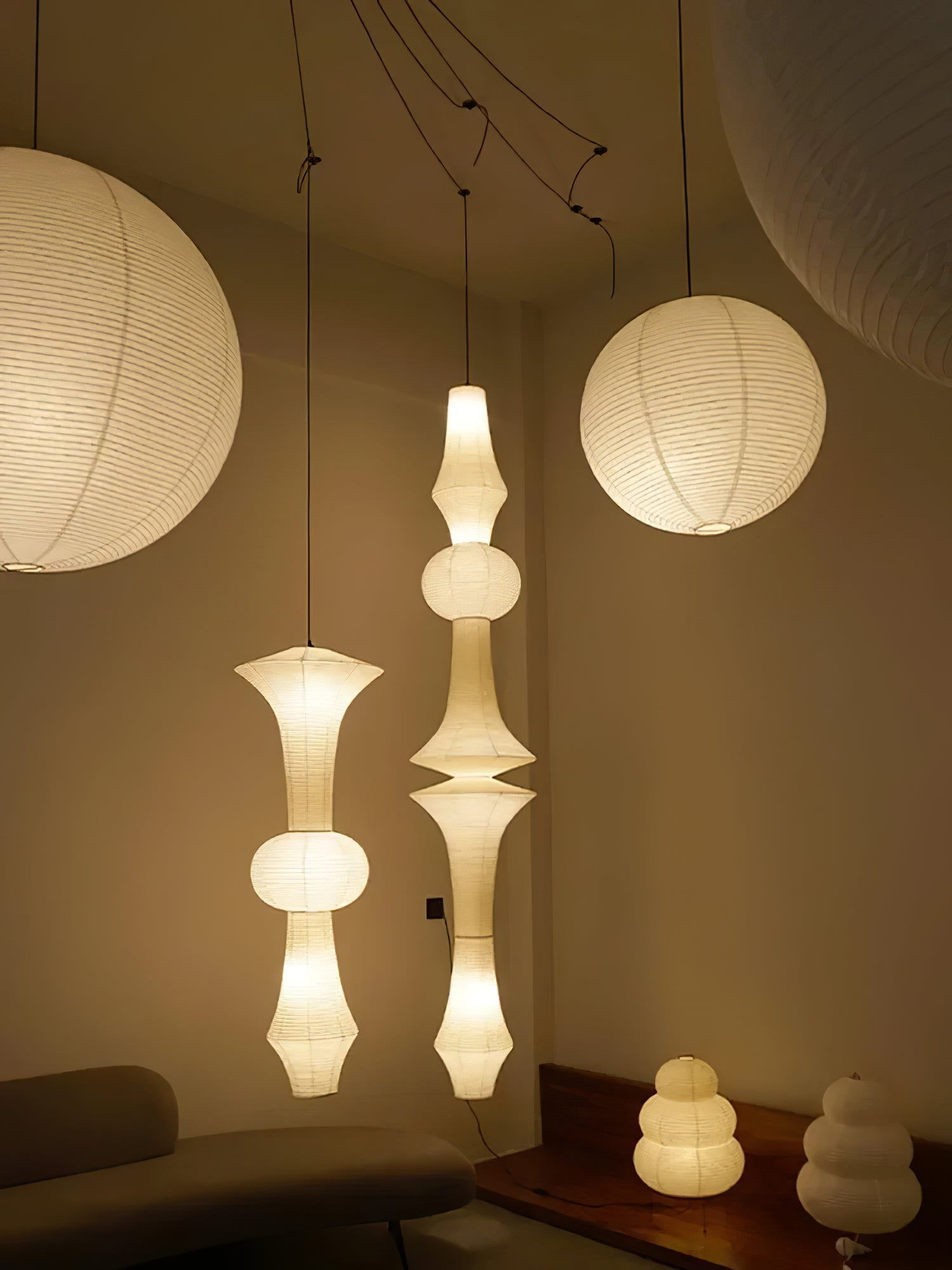 White Handcrafted Mulberry Paper Swag Light