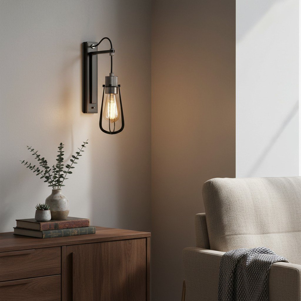 Readium Industrial Metal Wall Sconce - Modern Toggle Switch for Living Room and Study