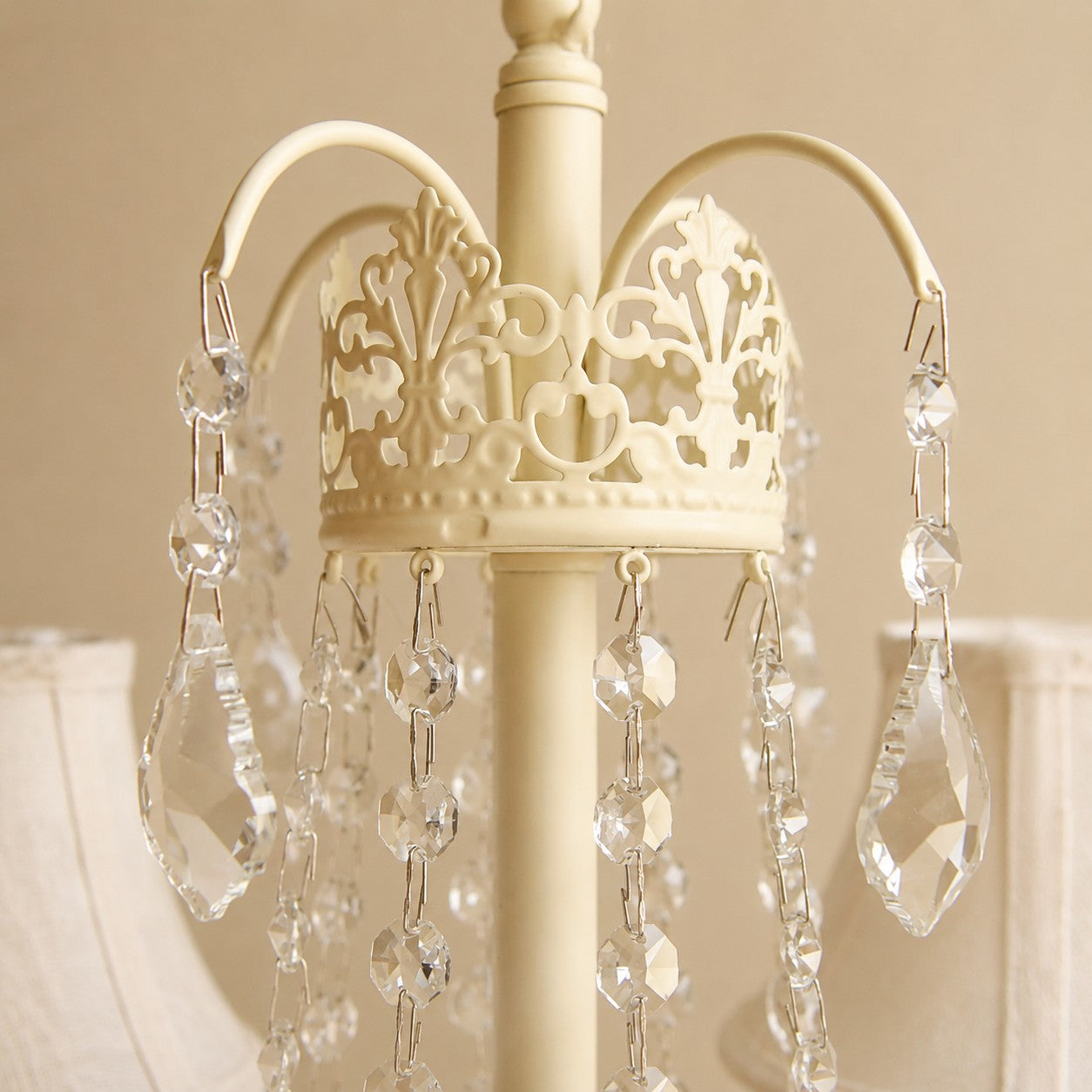 French Country Four Arm Fabric Shade Chandelier