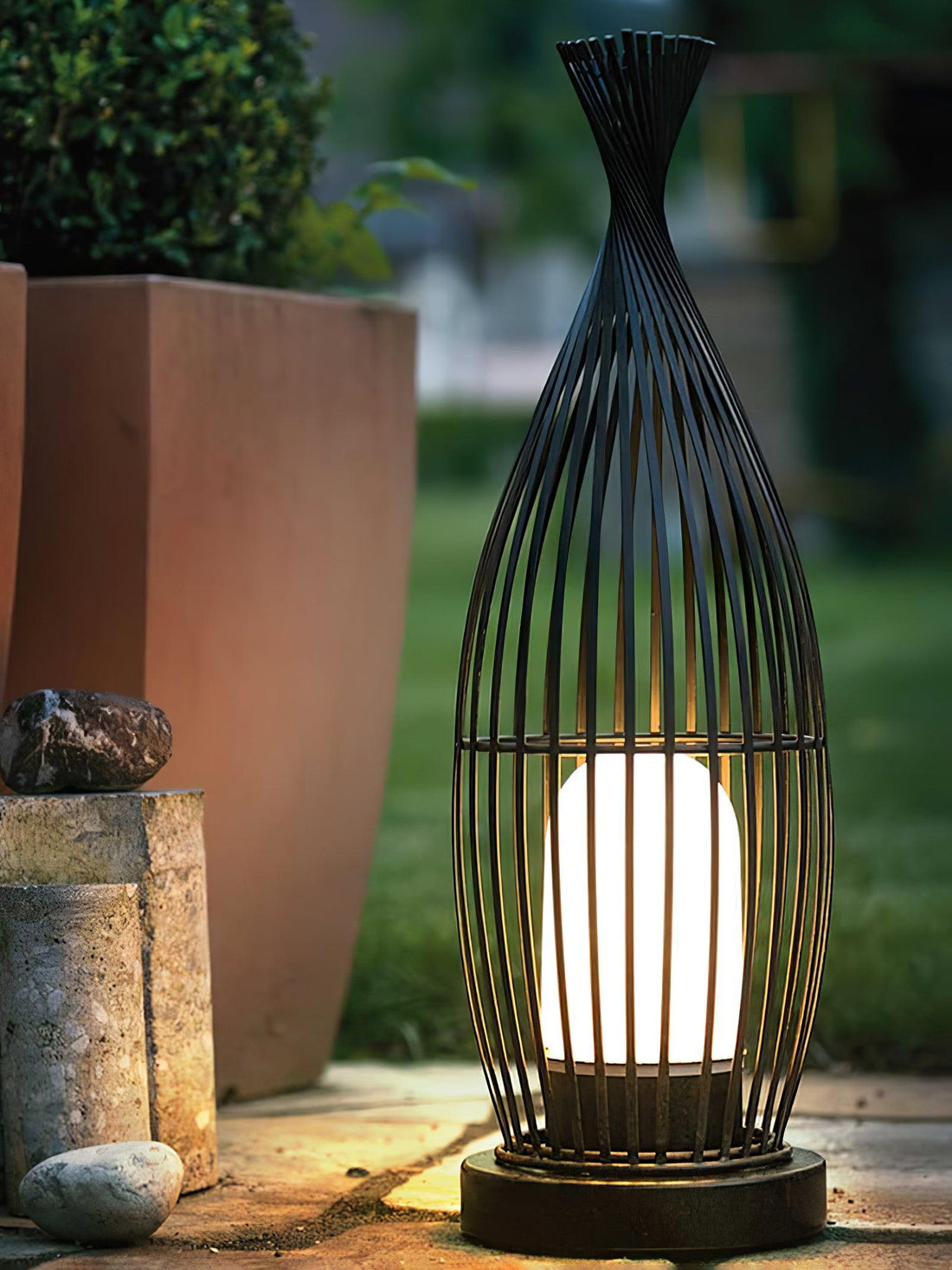 Modern Lantern Light - Spherical Striped Ambience Lamp for Outdoor