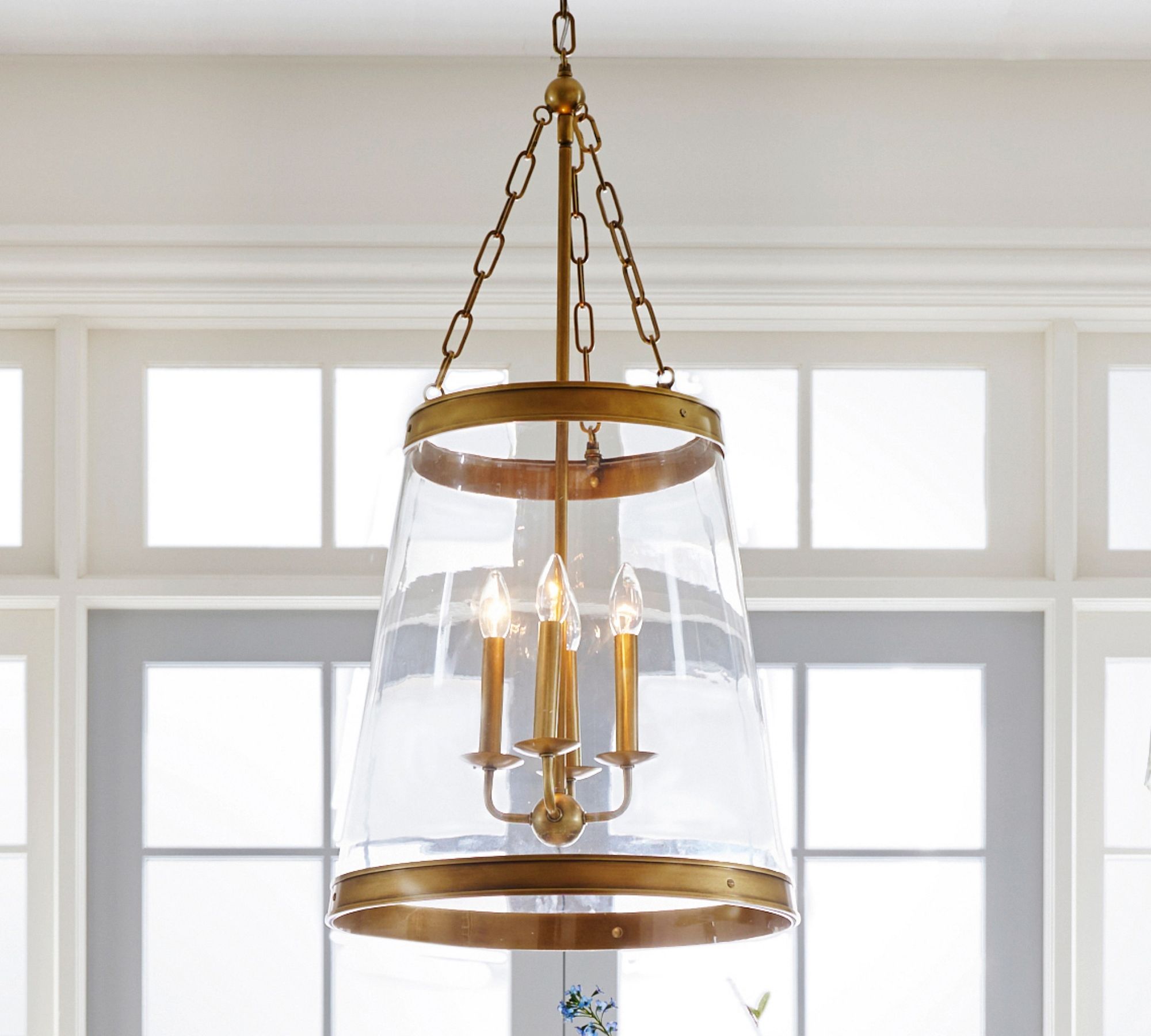 Driscoll Brass Drum Pendant Light - Vintage Glass Iron Lamp for Kitchen