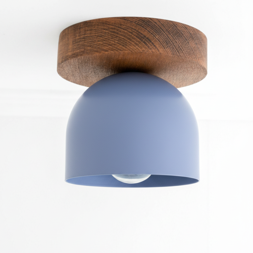 Metio Dome Moderne rustikale Deckenleuchte – Holz- und Metallfusion